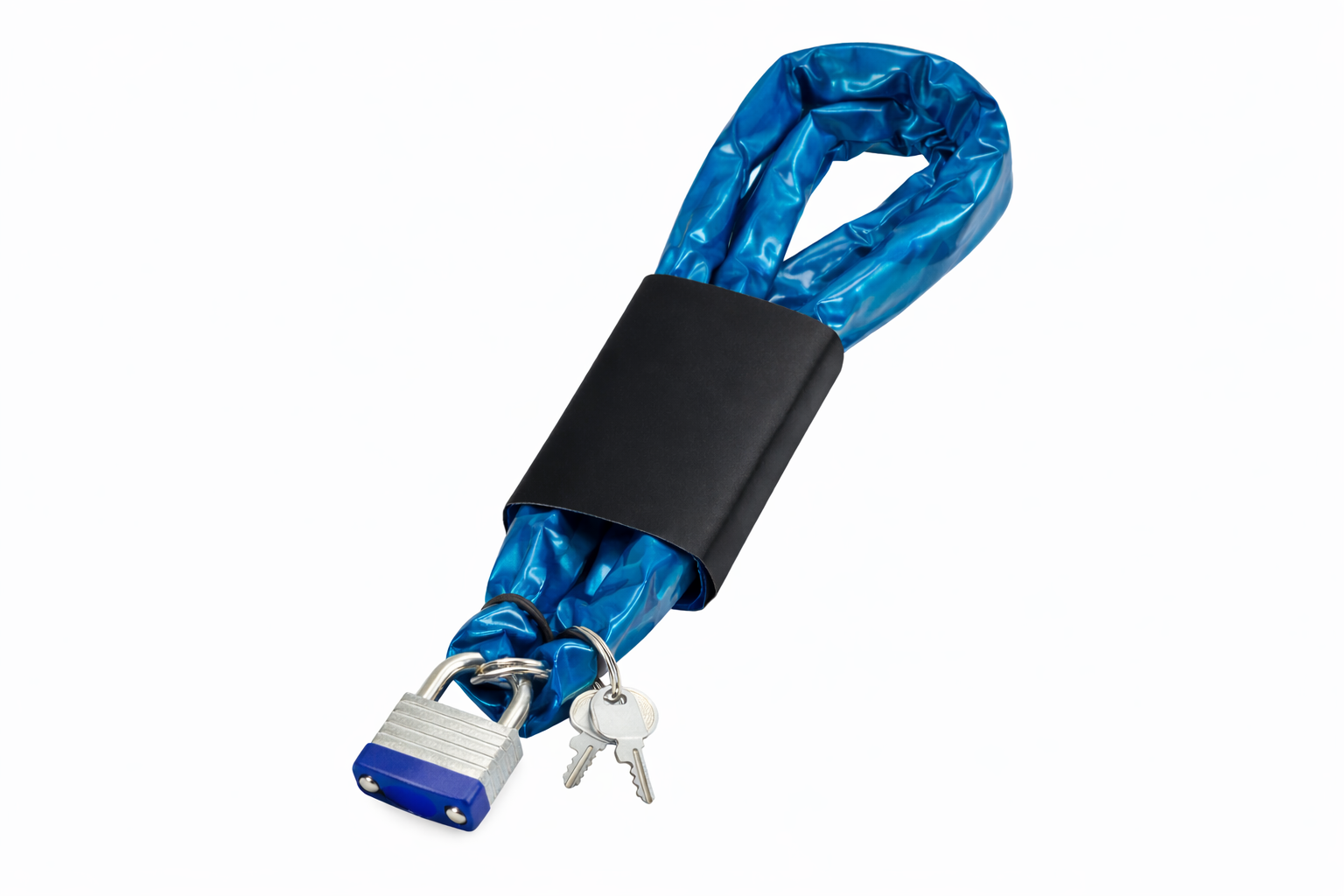 Heavy Duty Blue Chain Lock w/ Padlock – 72” x 15mm