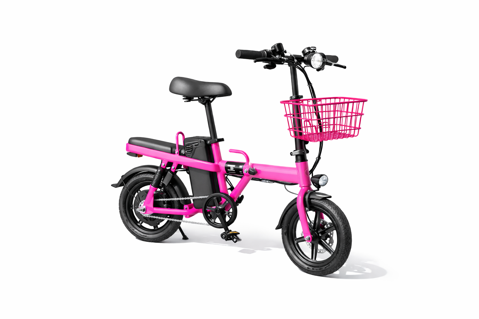 Pink Folding Electric Bike 500W – 20MPH Dual Seat Commuter E-Bike