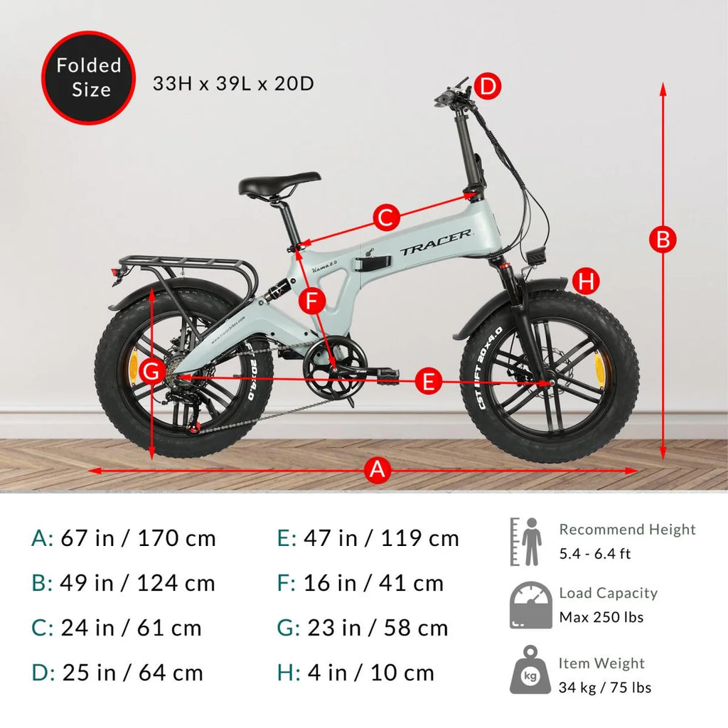 Tracer KAMA 2.0 20” 750W Folding Fat Tire E-Bike